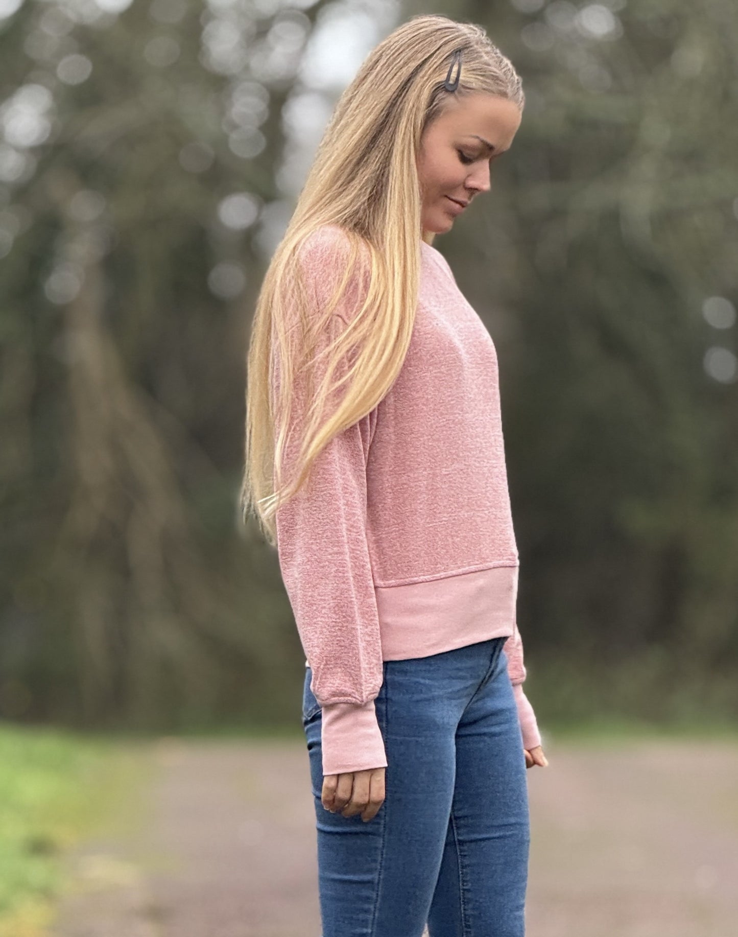 'She is Ready' Terry Towel Sweater in Peony