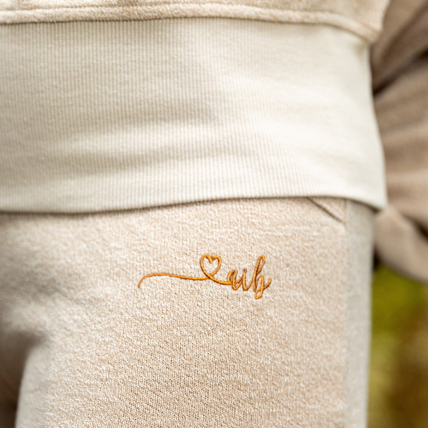 'She is Ready' Terry Towel Wide-leg Jogger in Latte