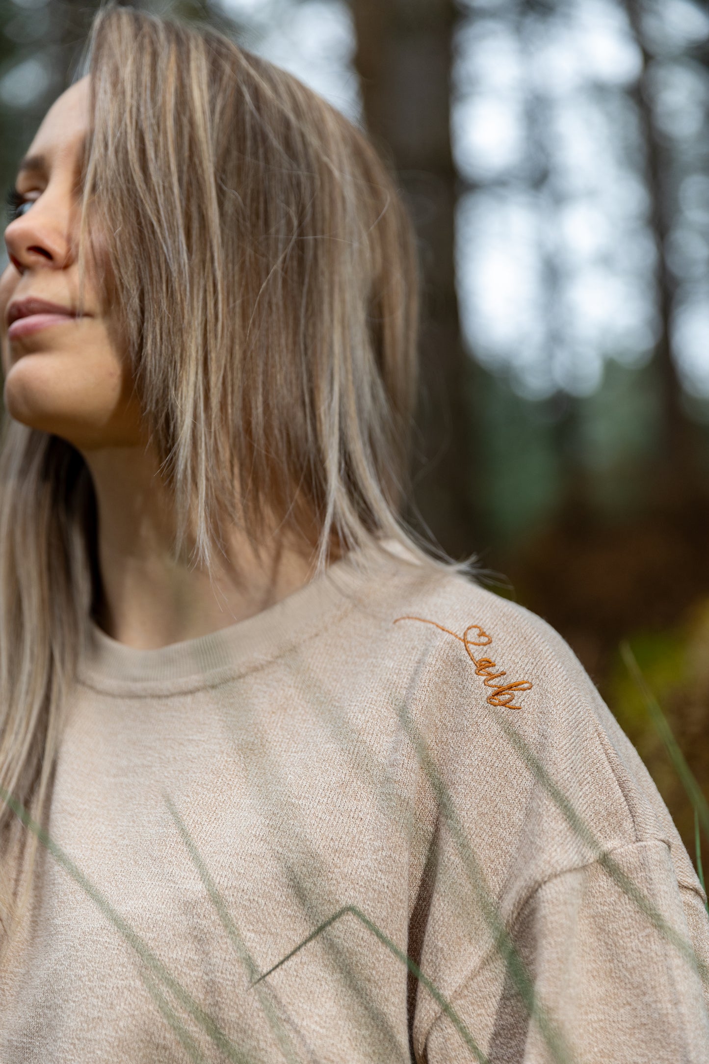 'She is Ready' Terry Towel Sweater in Latte